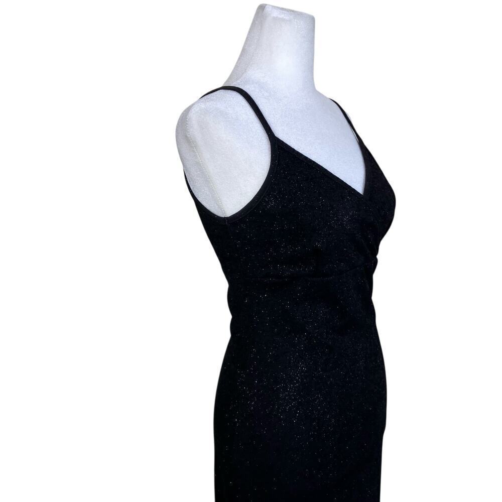 Pola Vtg Y2K Fitted Party Prom Dress Spaghetti Strap Handkerchief Hem Black - Picture 3 of 16